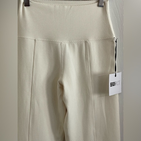 Beach Riot Alani Split Hem Flare Pants in Snow Cloud Waffle Knit NWT Medium - Picture 11 of 15